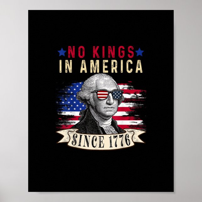 Affiche Pas de rois en Amérique Drapeau USA Rétro Style Co (Devant)