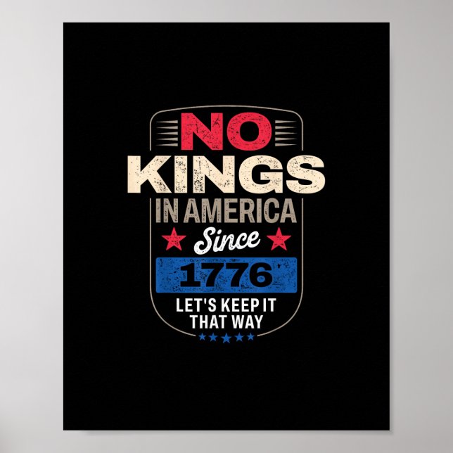 Affiche Pas de rois en Amérique Rétro Classique (Devant)