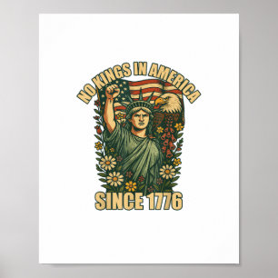 Affiche Pas de rois en Amérique Statue de justice pour imm