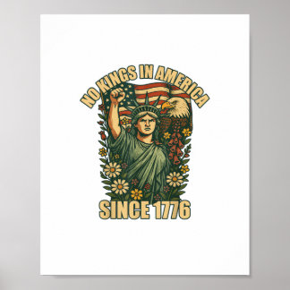 Affiche Pas de rois en Amérique Statue de justice pour imm