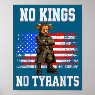 Affiche Pas de rois pas de tyrans drapeau américain design