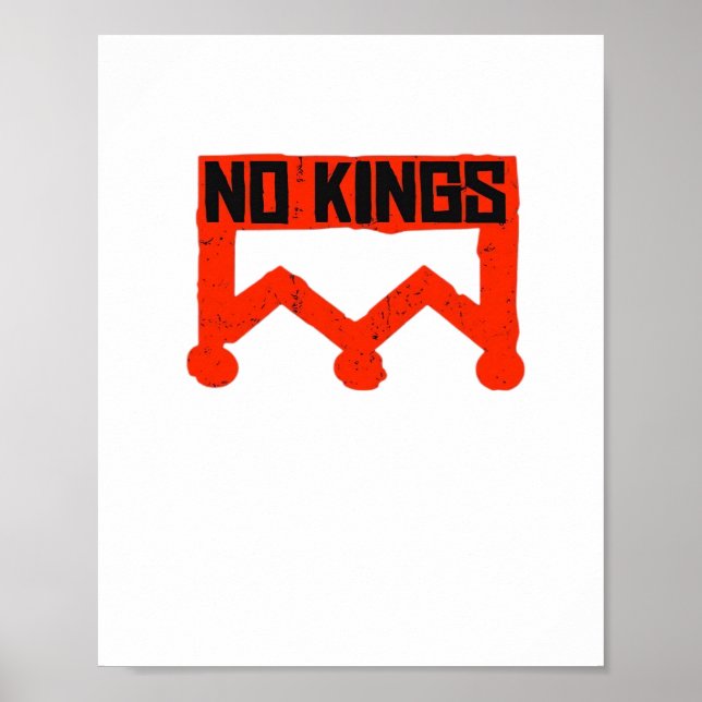Affiche Pas de rois Protestation Graphique Couronne Grunge (Devant)