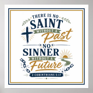 Affiche Pas de saint sans passé Citation chrétienne modern