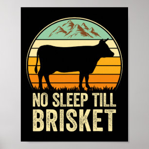 Affiche Pas De Sommeil Jusqu'À Brisket Funny Bbq Lover Smo