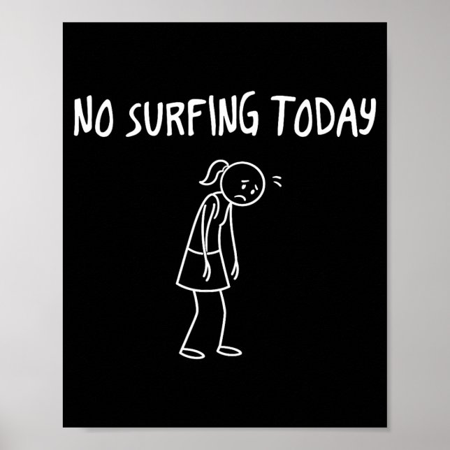 Affiche Pas de surf aujourd'hui Figure triste drôle Pun sa (Devant)