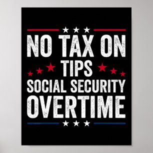 Affiche Pas de taxe sur les pourboires Sécurité sociale He