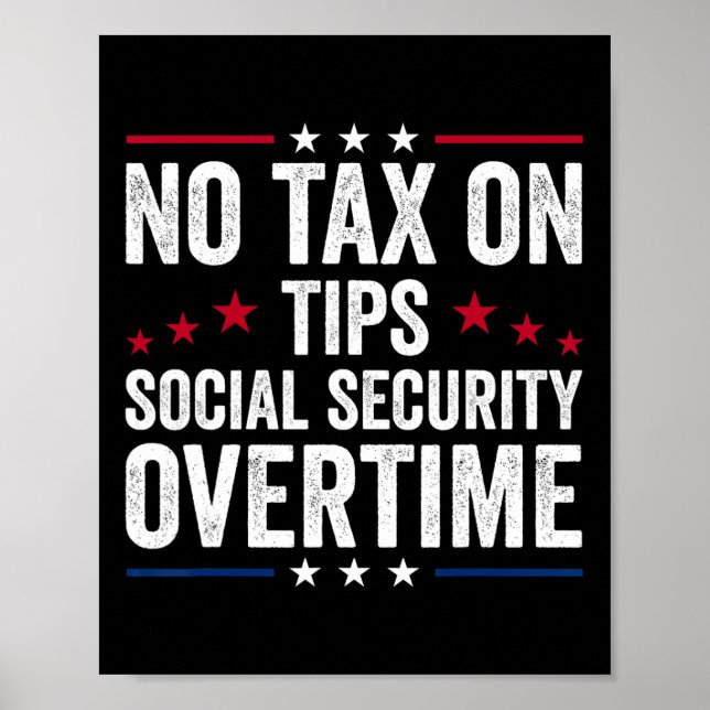 Affiche Pas de taxe sur les pourboires Sécurité sociale He (Devant)