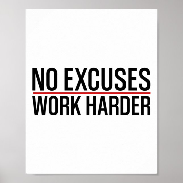 Affiche Pas d'excuses Travaillez plus dur Bodybuilding Gym (Devant)