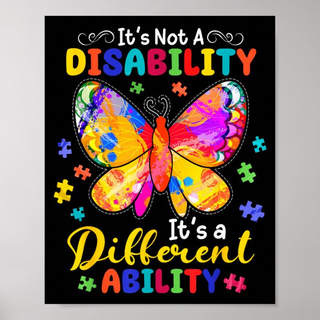 Affiche Pas un handicap une capacité différente papillon (Devant)