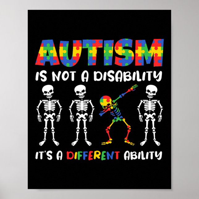 Affiche Pas un handicap, une capacité différente squelette (Devant)