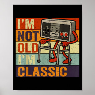 Affiche Pas vieux classique drôle vieux joueur de jeux vid