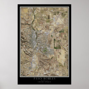 Affiche Paso Robles California Carte satellite de l'affich