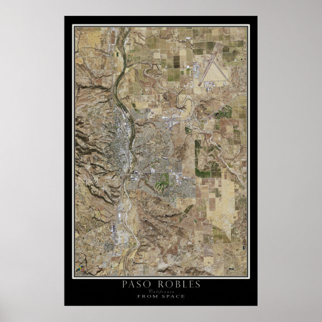 Affiche Paso Robles California Carte satellite de l'affich (Devant)