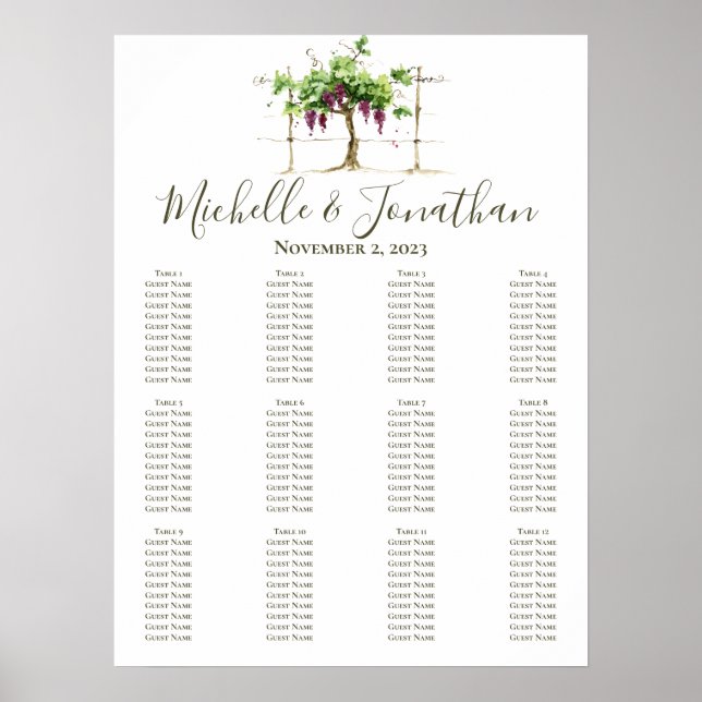 Affiche Paso Robles Vignoble Vignoble Mariage Sein Graphiq (Devant)