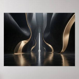 Affiche Passage Architectural Luxueux Toile Noir et Or