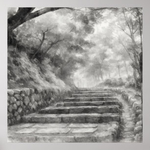 Affiche Passage Silencieux — 道 (Le Chemin) Encre Sumi-e Ja