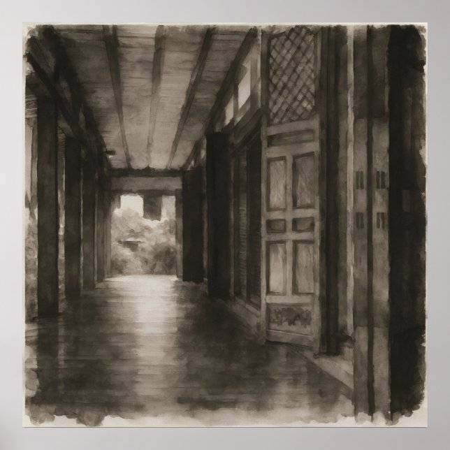 Affiche Passage Silencieux – Peinture à l'Encre (Devant)