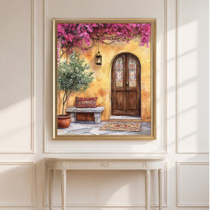 Affiche Passage voûtée à double porte de la cour méditerra