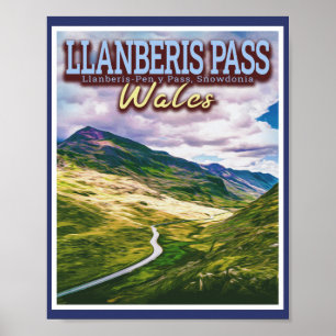 AFFICHE PASSE DE LLANBERIS - SNOWDONIE - WALES DU NORD