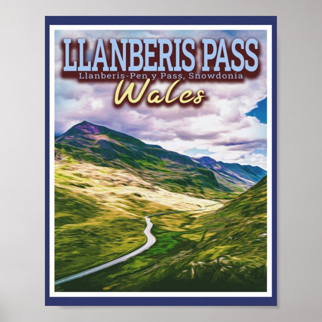 AFFICHE PASSE DE LLANBERIS - SNOWDONIE - WALES DU NORD (Devant)