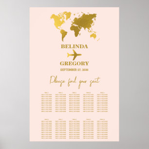 Affiche Passeport de mariage Rose blush Or Plan de table