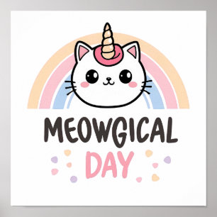 Affiche Passez une journée "Meowgique" Chat Licorne