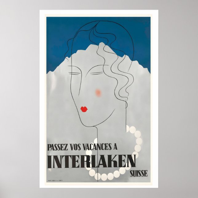 Affiche Passez vos vacances à Interlaken Suisse (Devant)