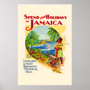 Affiche Passez vos vacances en Jamaïque dans le style vint