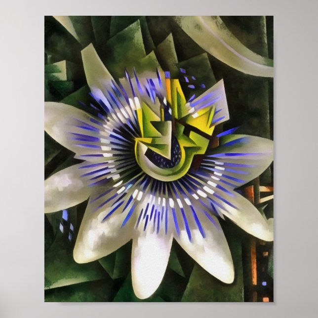 Affiche Passiflora Passion Fleur De Style Art Géométrique (Devant)