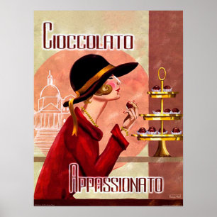 Affiche Passion de femme pour le chokolate, cru drôle