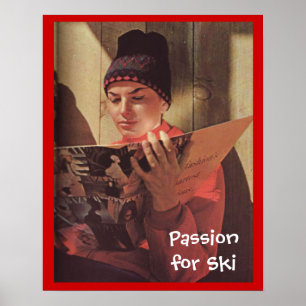 Affiche Passion vintage de sports d'hiver pour le ski