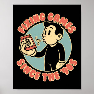Affiche Passionné de jeux vidéo rétro vintage des années 9