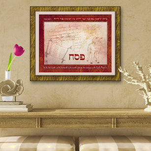 Affiche Passover agneau à poisson Torah Saut de porte Pots