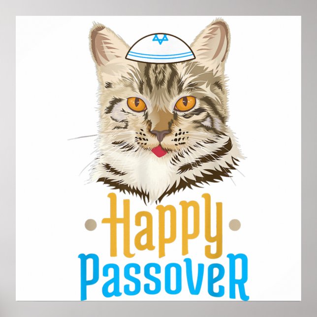 Affiche Passover Happy Passover Cat Funny Seder Jewish (Devant)