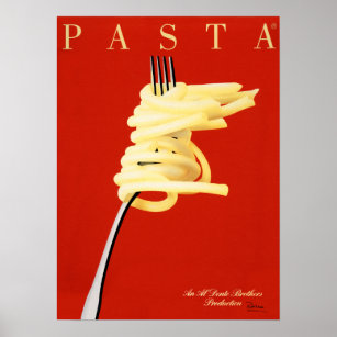 Affiche PASTA AL DENTE Razzia nouilles de cuisine italienn
