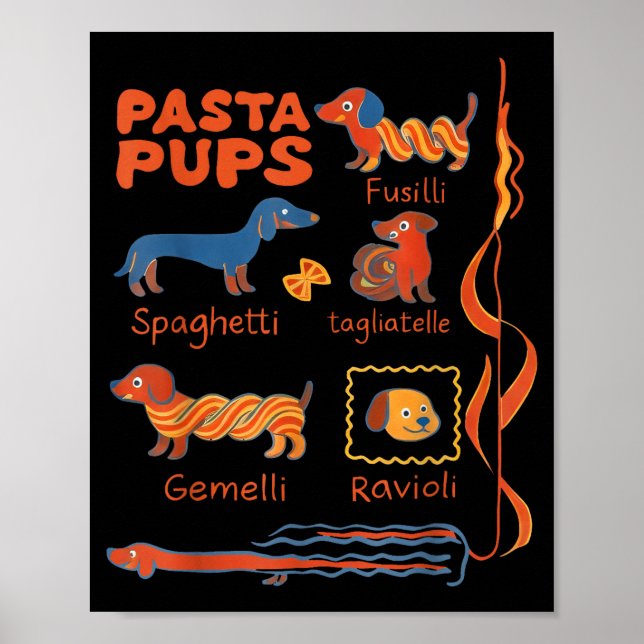 Affiche Pasta P Dog Funny Dachshund Dog Pasta Foodie Dog S (Devant)