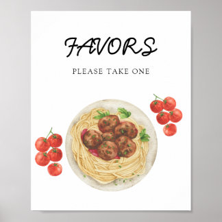 Affiche Pasta spaghetti Baby shower Favors