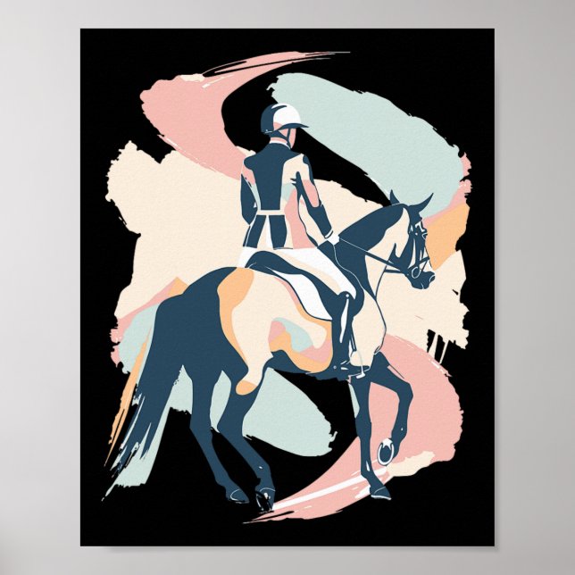 Affiche Pastel Abstrait Formes équitation équitation équit (Devant)