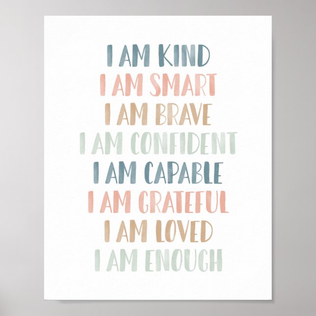 Affiche Pastel Affirmations for Kids Nursery Decor (Devant)