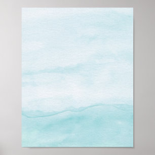 Affiche Pastel Aqua Blue Ombre Aquarelle Art Abstrait