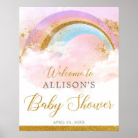 Pastel arc-en-ciel or rose baby shower signe de bi