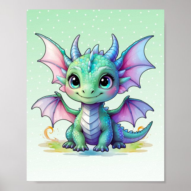 Affiche Pastel Baby Dragon Print (Devant)