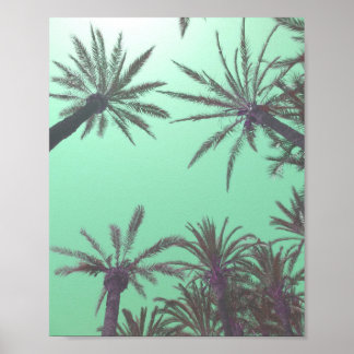 Affiche Pastel Blue Palm Trees Sunset Photo Imprimer