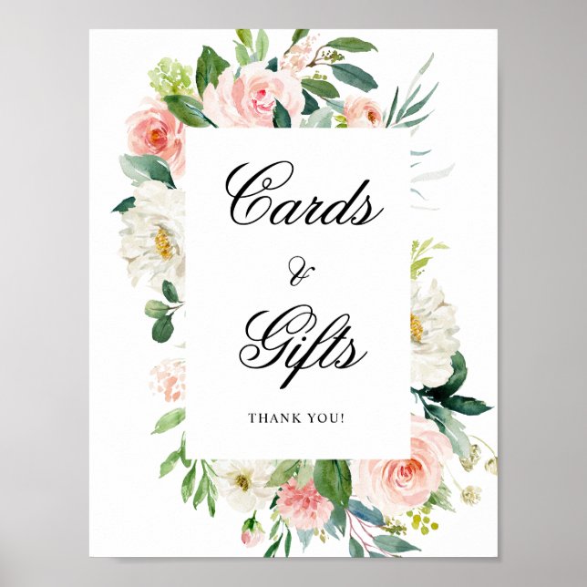 Affiche Pastel Blush Pretty Rose Cartes et Cadeaux Mariage (Devant)