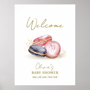 Affiche Pastel Bonjour Bébé Macarons Baby shower Bienvenue
