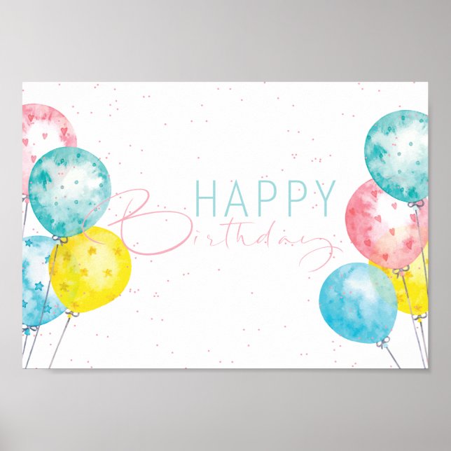 Affiche Pastel Bright aquarelle Joyeux anniversaire (Devant)