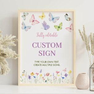 Affiche Pastel Butterfly Anniversaire de fête Signal perso