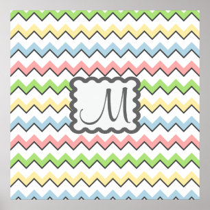 Affiche Pastel Chevron avec monogramme par Shirley Taylor