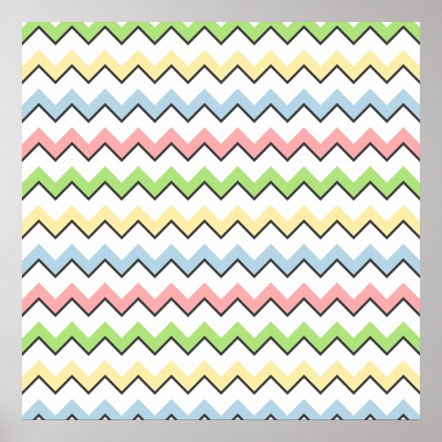 Affiche Pastel Chevron-Drop Shadow par Shirley Taylor (Devant)