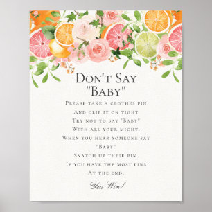 Affiche Pastel Citrus Floral Cutie Ne Dire Baby Game